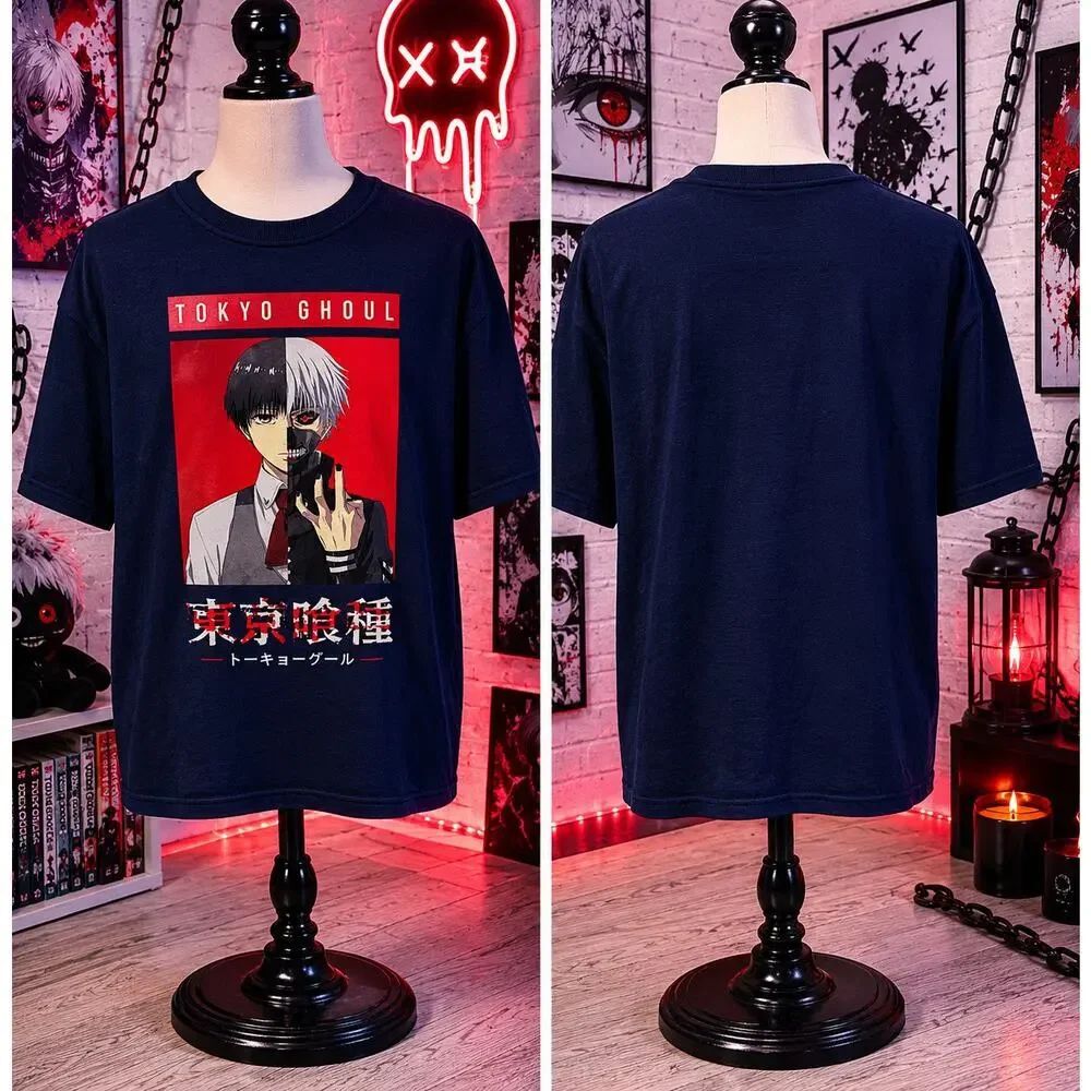 Tokyo Ghoul Kaneki Anime Graphic T Shirt XL Crunchyroll Navy Tee